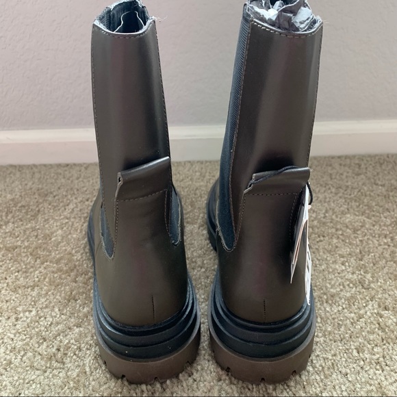 New Zara Chelsea Khaki Leather Ankle Boots Lug Soles Size 7.5 8 9 10 1176/810 - Picture 6 of 7